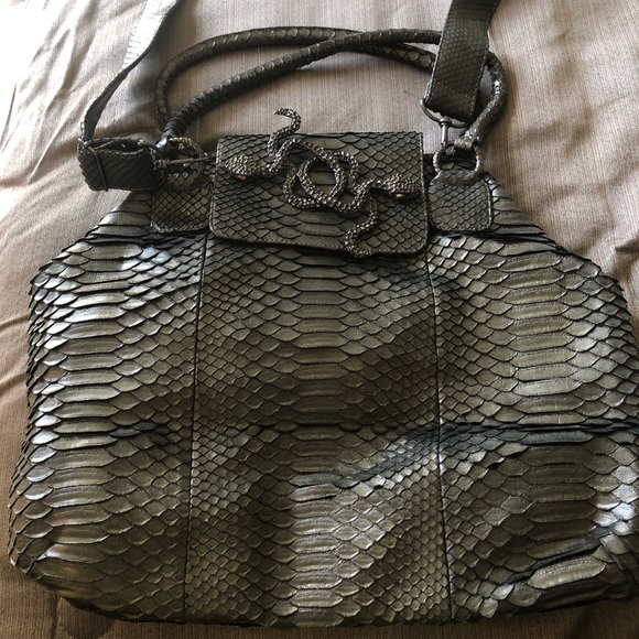 Clara Kasavina Gray Gonzalez Python satchel crossbody bag - Picture 2 of 13
